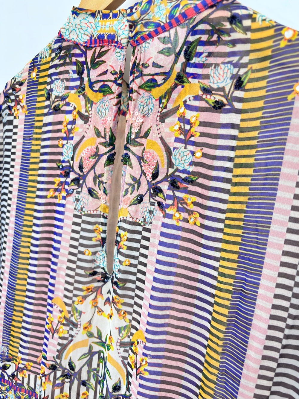 Anthropologie Boho Bhanuni by Jyoti Anastasia Sequin Floral Maxi Dress Large 12 - Picture 7 of 15